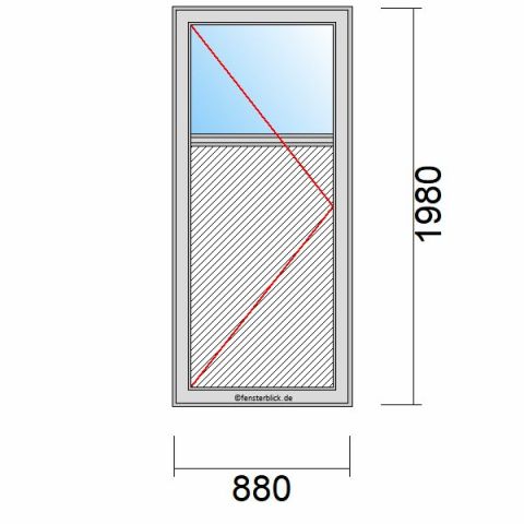 Nebeneingangstür mit Füllung 880x1980mm DL schematische Zeichnung