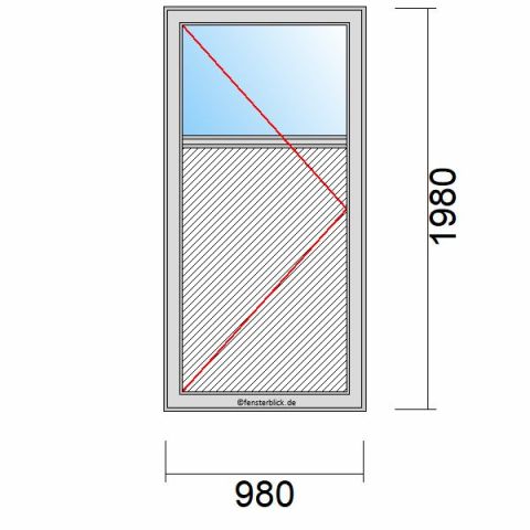 Nebeneingangstür mit Füllung 980x1980mm DL schematische Zeichnung