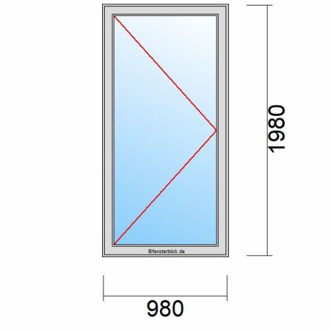 Nebeneingangstür 980x1980mm DL schematische Zeichnung