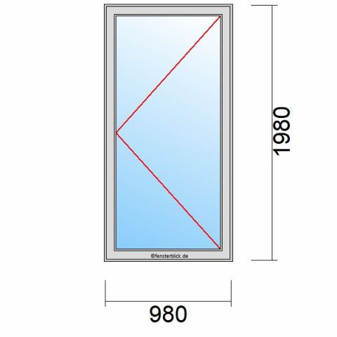 Nebeneingangstür 980x1980mm DR schematische Zeichnung