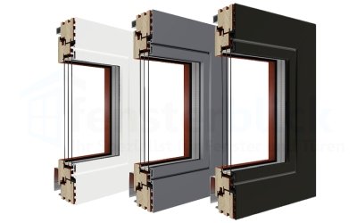 PSK-Tür Profile aus Holz-Alu in verschiedenen Farben