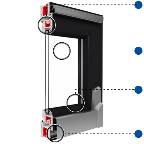 Kunststoff PSK-Tür Vorteile Iglo 5 in Anthrazit Profilschnitt