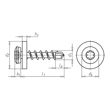 Preview: Würth Fensterbankbohrschraube Pias Edelstahl A2 Detailzeichnung