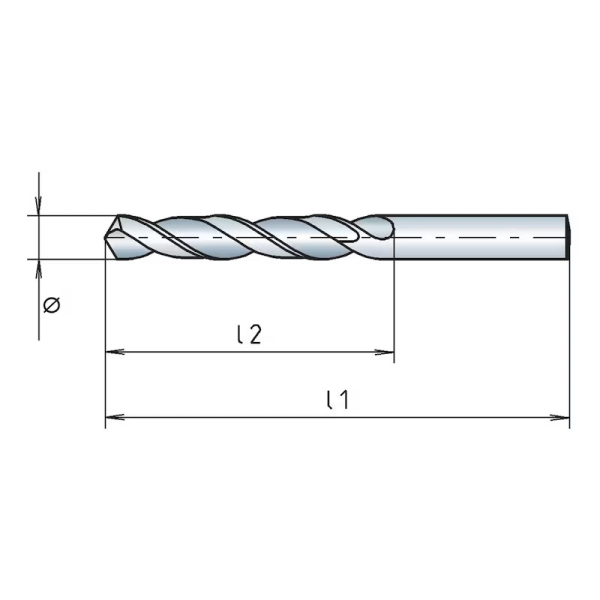 Würth Spiralbohrer HSS DIN 340 Typ RN 130° technische Zeichnung